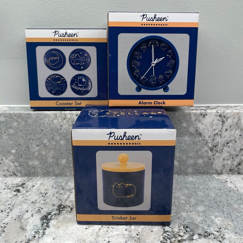 Pusheen Box Celestial Bundle Alarm Clock Coaster Set Trinket Jar Fall 2020 NIB
